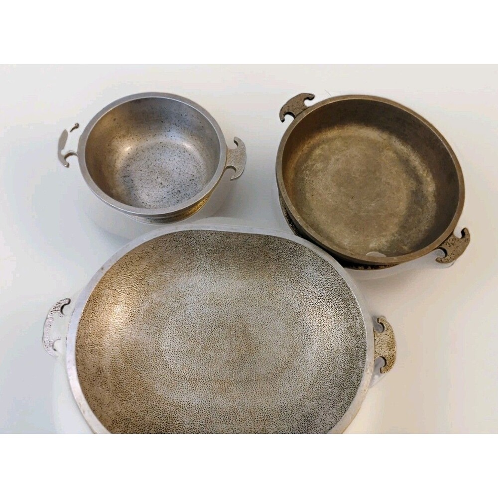 Lot of 3 Vintage Guardian Service Cookware 15" Oval Roaster 8" Saucepan Fryer